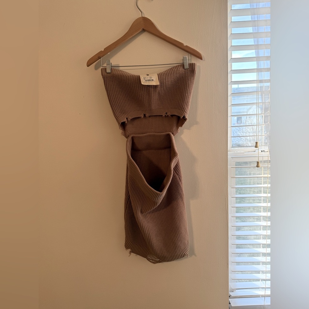 SER.O.YA x REVOLVE Tan Nude Strapless Sleeveless Cut Out Mini Dress Large NWT - Picture 4 of 16